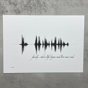 NEW Family Where Life Begins Soundwave Wall Art Print 5x7in Black White Modern